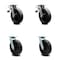 Service Caster 8 Inch Polyolefin Swivel Caster Set with Roller Bearing 2 Total Lock Brake SCC SCC-TTL30S820-POR-2-S-2 - alternate 1